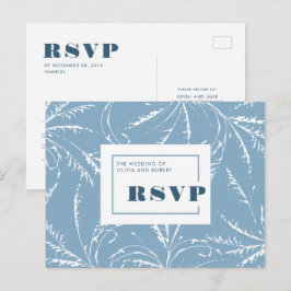 Dusty Blue Minimalistisch Wedding RSVP Postkarte