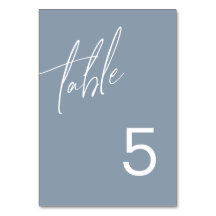 Dusty Blue Minimalistisch Wedding Tischnummer