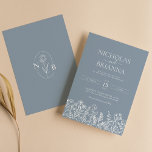 Dusty Blue Minimalistisch Wildblume Wedding Monogr Einladung<br><div class="desc">Dusty Blue Minimalistische Wildblume Hochzeit Monogram Einladung. Einfach personalisieren,  indem Sie jede Information ersetzen. Stellen Sie sicher,  dass Sie die Vorschau vor dem Hinzufügen zum Warenkorb Karo haben.</div>