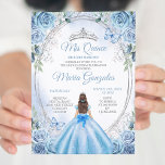 Dusty Blue Mis Quince Silver Floral Quinceañera Einladung<br><div class="desc">Dusty Blue & Silver Floral Quinceñera Einladung Mis Quince Anos,  15. Geburtstag, </div>