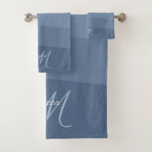 Dusty Blue Mit Monogramm Geometric