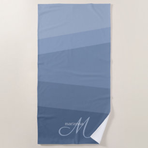 Dusty Blue Mit Monogramm Geometric Strandtuch