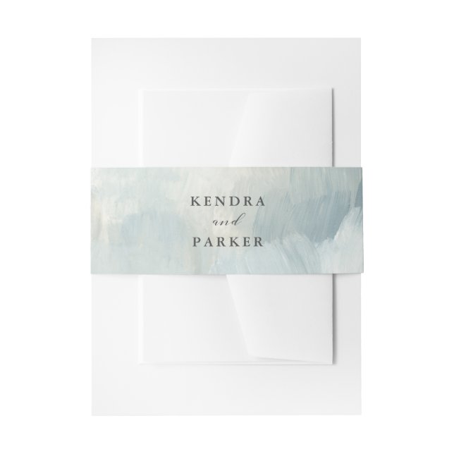 Dusty Blue Modern Abstrakt Brushstrikes Wedding Einladungsbanderole (Vorderseite Beispiel)