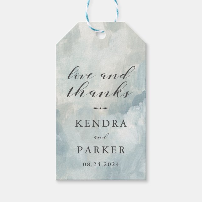 Dusty Blue Modern Abstrakte Pinselstriche Vielen D Geschenkanhänger (Vorderseite)