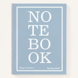Dusty Blue Modern Big "NOTEBOOK" Notizbuch