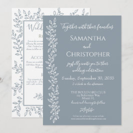 Dusty Blue Modern Boho Botanical Minimal Wedding Einladung