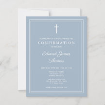 Dusty Blue Modern Border Confirmation Einladung
