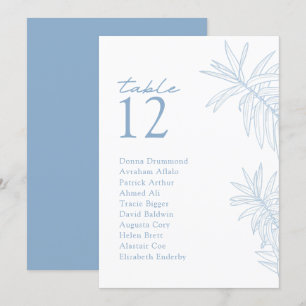 Dusty Blue Modern Botanical Table Sitzkarte