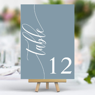 Dusty Blue Modern Calligraphy Wedding Tischnummer