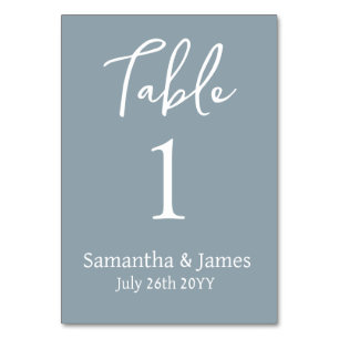 Dusty Blue Modern Elegance Wedding Tischnummer