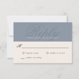 Dusty Blue Modern Elegant Minimal Monogram UAWG RSVP Karte