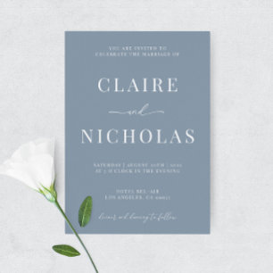 Dusty Blue Modern Elegante Hochzeit Einladung