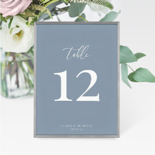 Dusty Blue Modern Elegante Hochzeit-Tischnummer Tischnummer