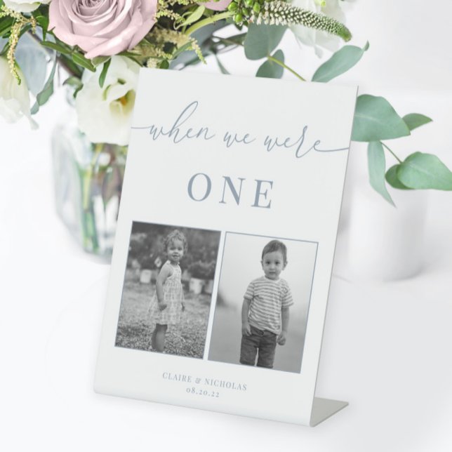 Dusty Blue Modern Elegante Hochzeitzeitzeitzeitzei Sockelschild (Von Creator hochgeladen)