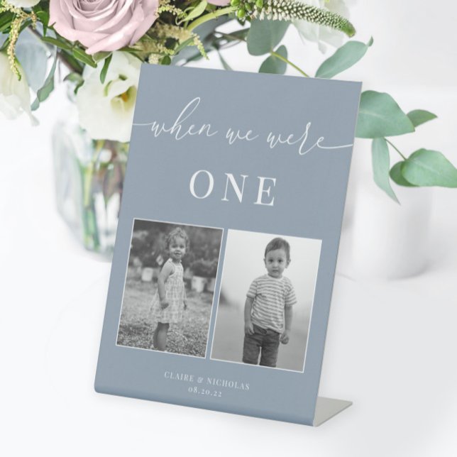 Dusty Blue Modern Elegante Hochzeitzeitzeitzeitzei Sockelschild (Von Creator hochgeladen)