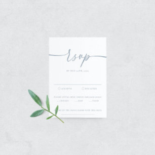 Dusty Blue Modern Elegante Wedding RSVP Card Karte
