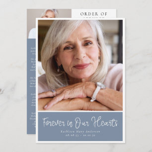 Dusty Blue Modern Foto Order of Service Funeral Programm