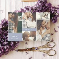 Dusty Blue Modern Initials & Fotos Save the Date