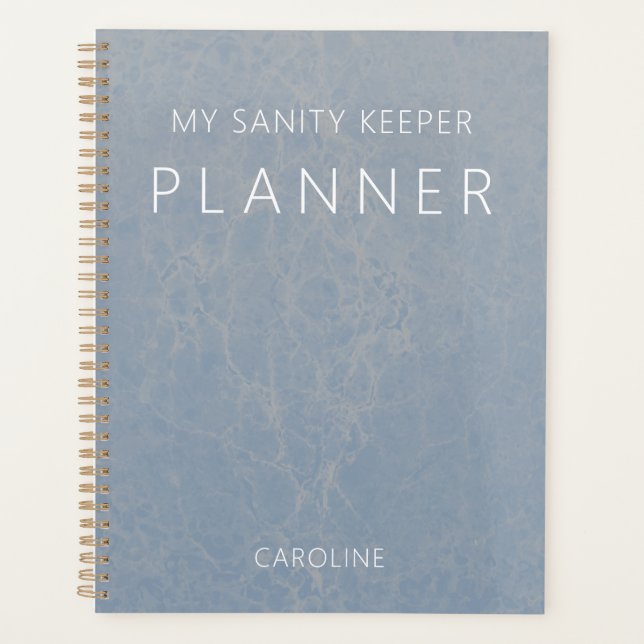 Dusty Blue Modern Marble Planer (Vorderseite)