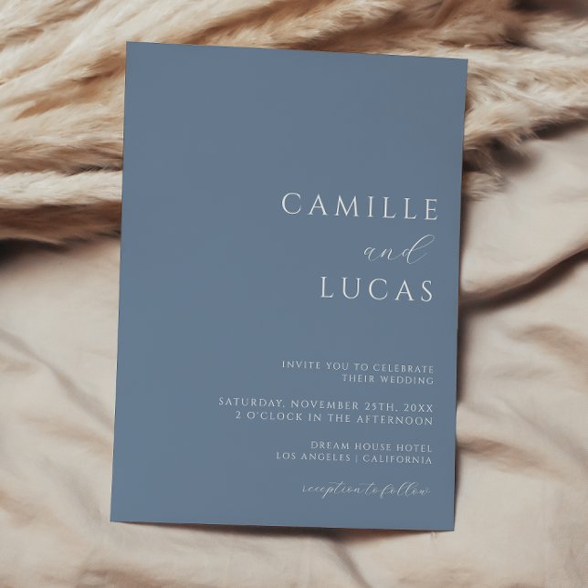 Dusty Blue Modern Minimal Wedding Einladung (Von Creator hochgeladen)