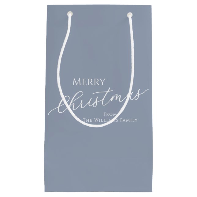 Dusty Blue Modern Minimalist Merry Christmas Kleine Geschenktüte (Vorderseite)