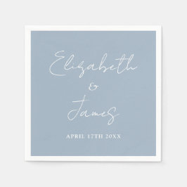 Dusty Blue Modern Minimalist Script Wedding Serviette