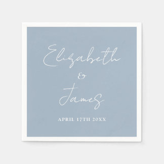 Dusty Blue Modern Minimalist Script Wedding Serviette