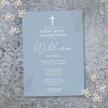Dusty Blue Modern Minimalistisch First Holy Commun