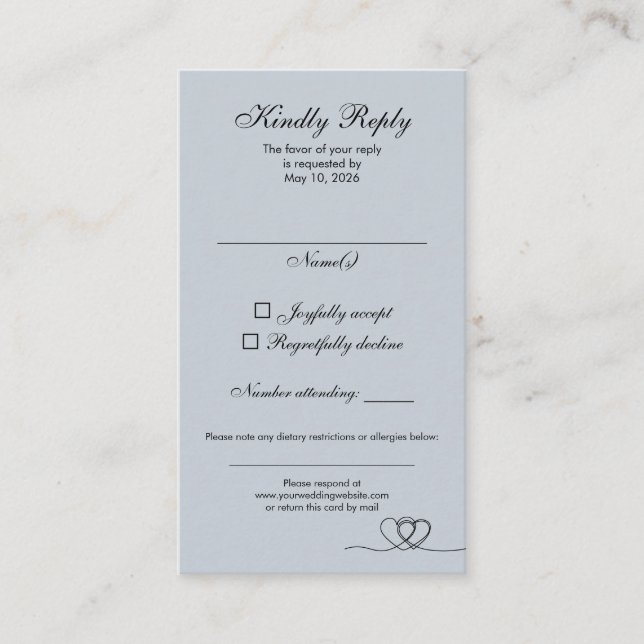 Dusty Blue Modern Mix and Match Wedding RSVP Card Visitenkarte (Vorderseite)
