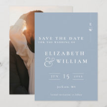 Dusty Blue Modern Monogram Foto Wedding