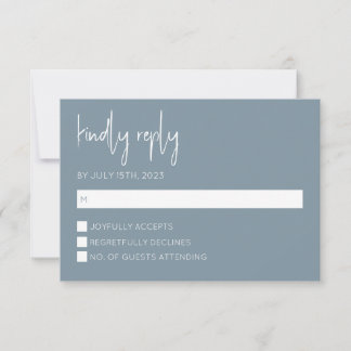 Dusty Blue Modern RSVP Card Einladung