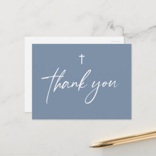 Dusty Blue Modern Script Custom Baptisc Postkarte