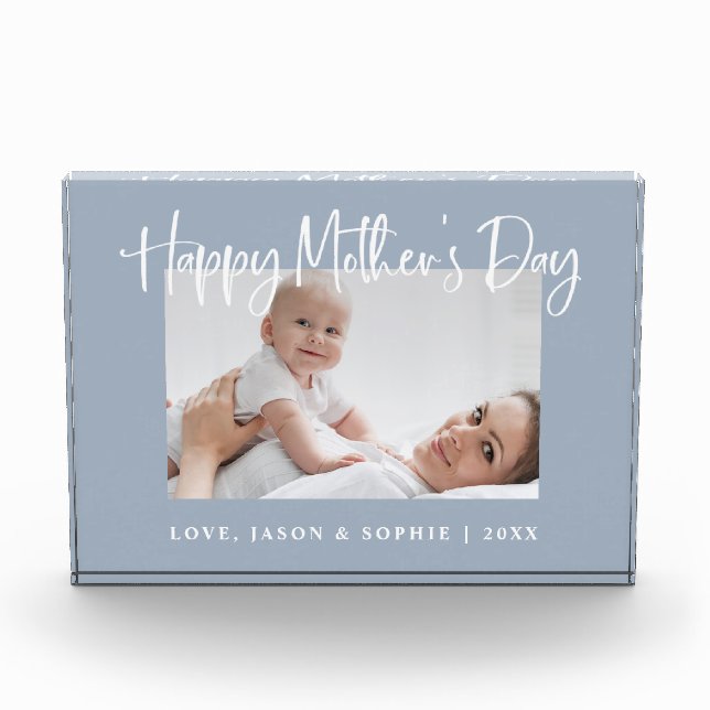 Dusty Blue| Modern Script Happy Mother's Day Fotoblock (Vorderseite)