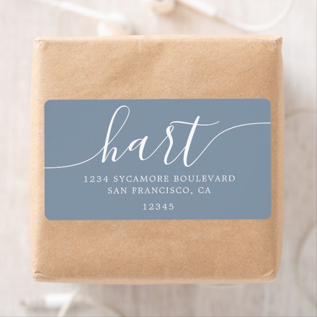 Dusty Blue Modern Script-Rücksendeadresse (Insitu)