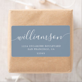 Dusty Blue Modern Script-Rücksendeadresse