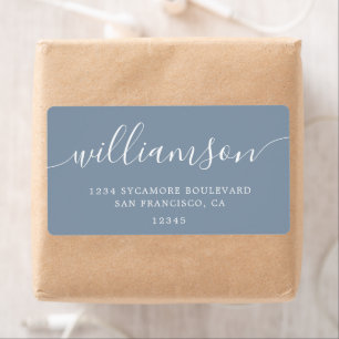 Dusty Blue Modern Script-Rücksendeadresse