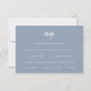 Dusty Blue Modern Script Wahl zum Hochzeitsessen RSVP Karte