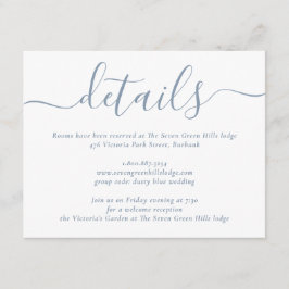 Dusty Blue Modern Script Wedding Begleitkarte