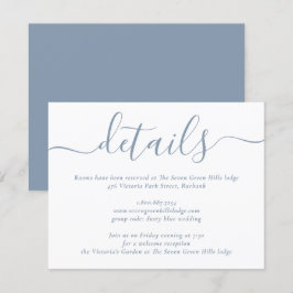 Dusty Blue Modern Script Wedding Begleitkarte