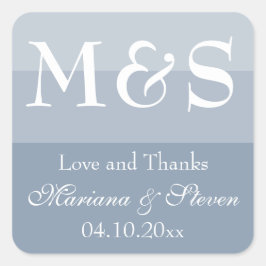 Dusty Blue Modern Script Wedding Quadratischer Aufkleber