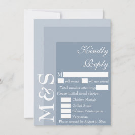 Dusty Blue Modern Script Wedding RSVP Card Dankeskarte