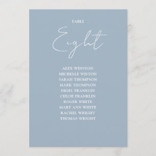Dusty Blue Modern Seating Chart Tischnummer