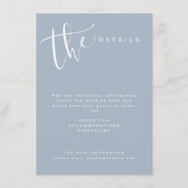 Dusty Blue Modern Simple Script Wedding Details Begleitkarte