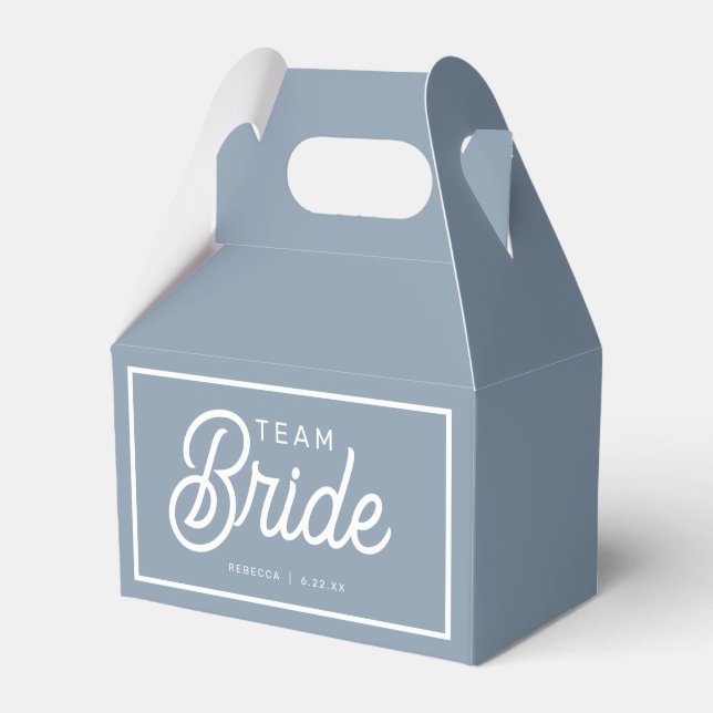 Dusty Blue Modern Team Bride Custom Gevor Box Geschenkschachtel (Vorderseite)