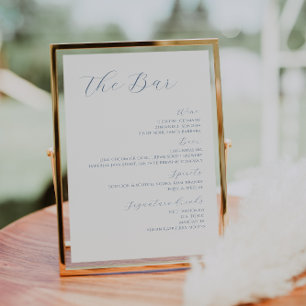 Dusty Blue Modern Wedding Drinks Bar Menu Poster