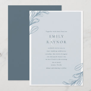 Dusty Blue Modern Wedding Einladung