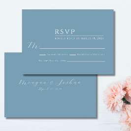 Dusty Blue Modern Wedding RSVP Card