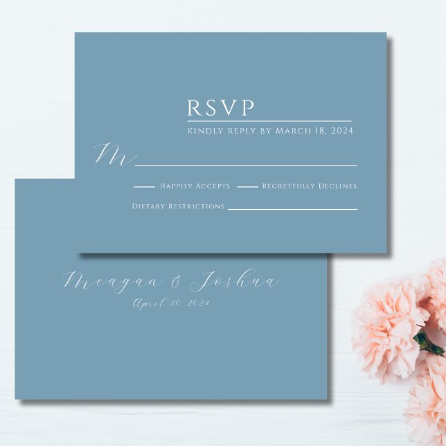 Dusty Blue Modern Wedding RSVP Card (Von Creator hochgeladen)