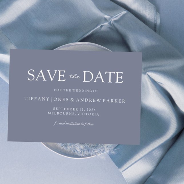 Dusty Blue Modern Wedding Save The Date (Von Creator hochgeladen)