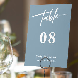 Dusty Blue Modern Wedding Tischnummer